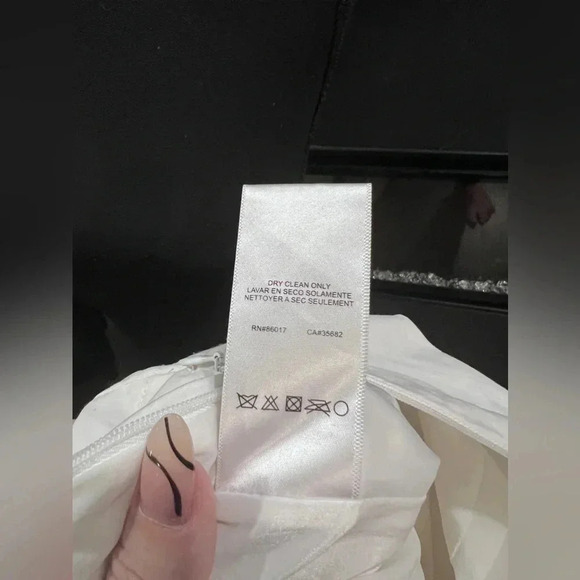 Bebe | Structured White Halter Dress With Off Shoulder Detail | Size M - Picture 9 of 12